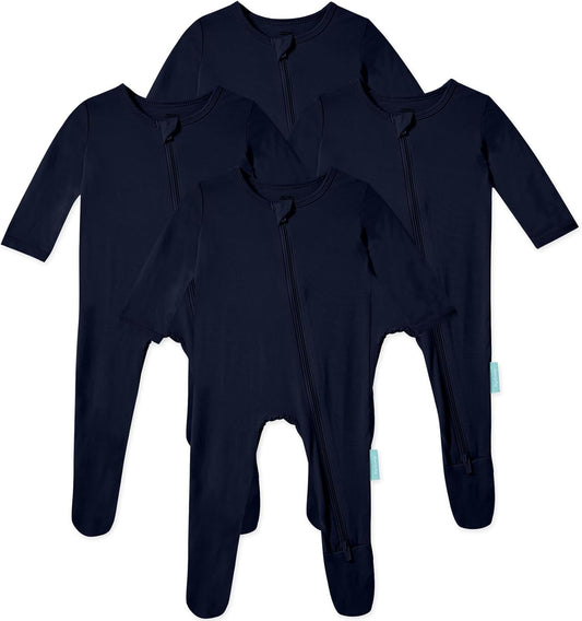 Baby Zipper Footie Pajamas, Supersoft Bamboo Rayon Baby Footed Pjs Boy Girl 0-3-6-9-18-24 Month Coverall Sleepers