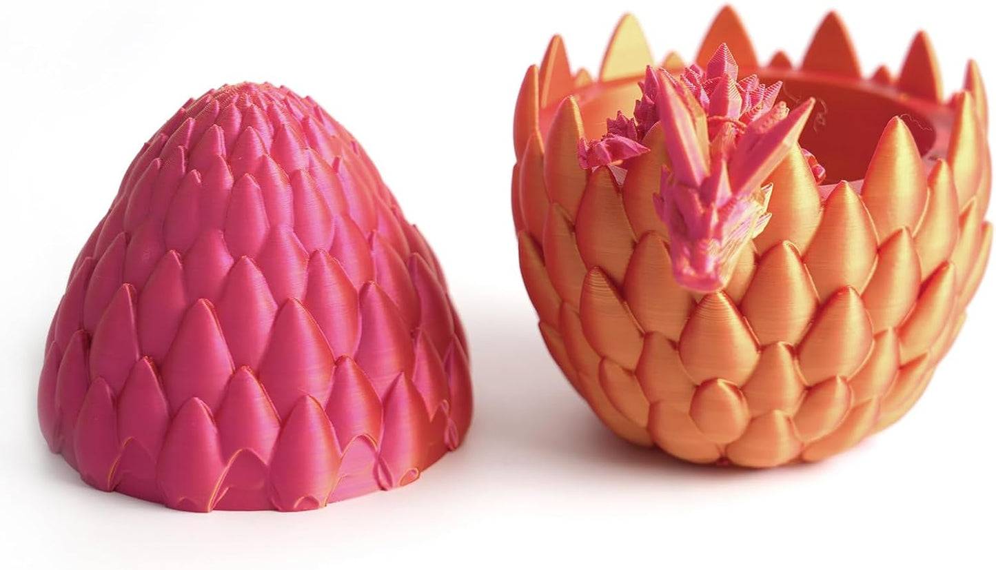 Easter Dragon Eggs 3D Printed Dragon Egg with Dragon Inside Articulated Crystal Dragon Fidget Toy Mystery Easter Suprise Home Office Decor Executive Desk Toys