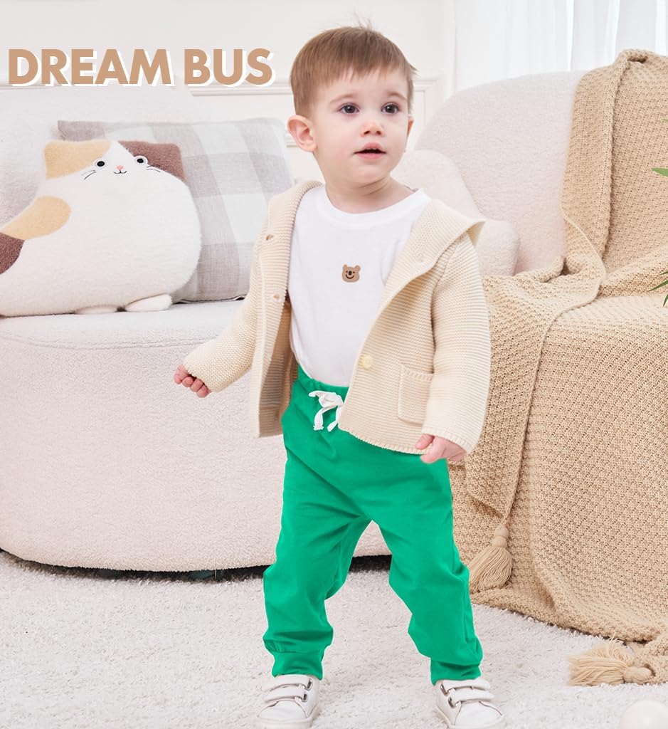 DREAM BUS Pack of 3 Toddler Jogger Pants with Pocket Toddler Boy Sweatpants Baby Boy Pants Infant Newborn Leggings