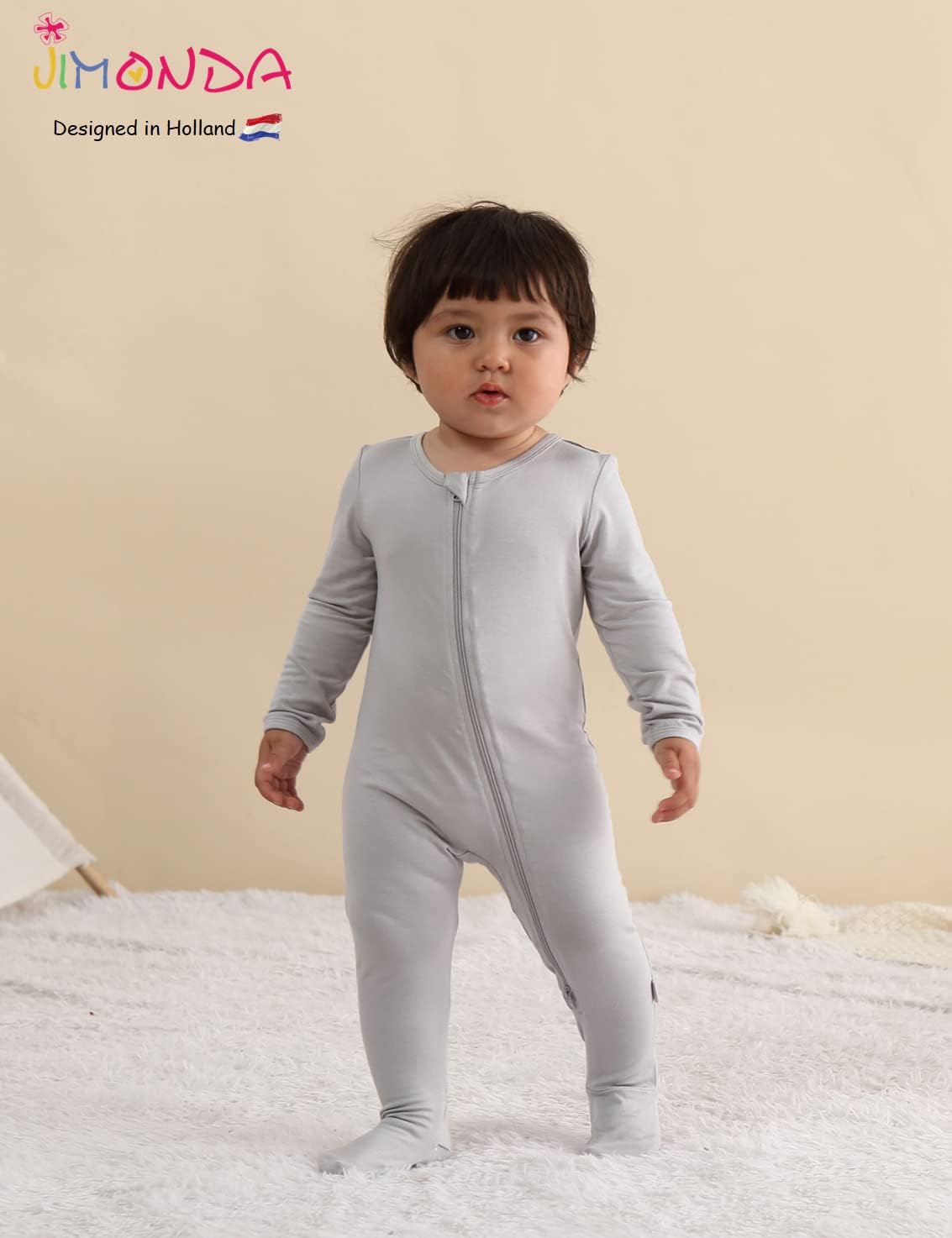 Jimonda Baby Romper Boys Girls Bamboo Pajamas 2-Way Zipper Footed Unisex Zip-Up Sleepers Sleep and Play pjs