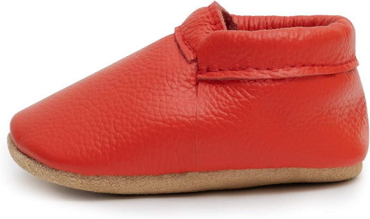 BirdRock Baby Fringeless Moccasins - Genuine Leather Boys and Girls Shoes for Newborns, Infants, Babies, Toddlers