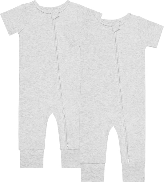 GUISBY Footless Short Sleeve Baby Pajamas with Zipper Cotton Infant Sleepwear
