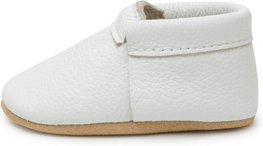 BirdRock Baby Fringeless Moccasins - Genuine Leather Boys and Girls Shoes for Newborns, Infants, Babies, Toddlers