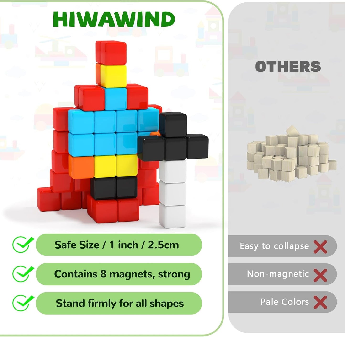 Magnetic Blocks for Toddlers -Classroom Must Haves STEM Learning Toys for 3-5 Year Old Boys & Girls, Safe & Strong Building Blocks with ASMR Sounds,Ideal Gifts for Kids 3+