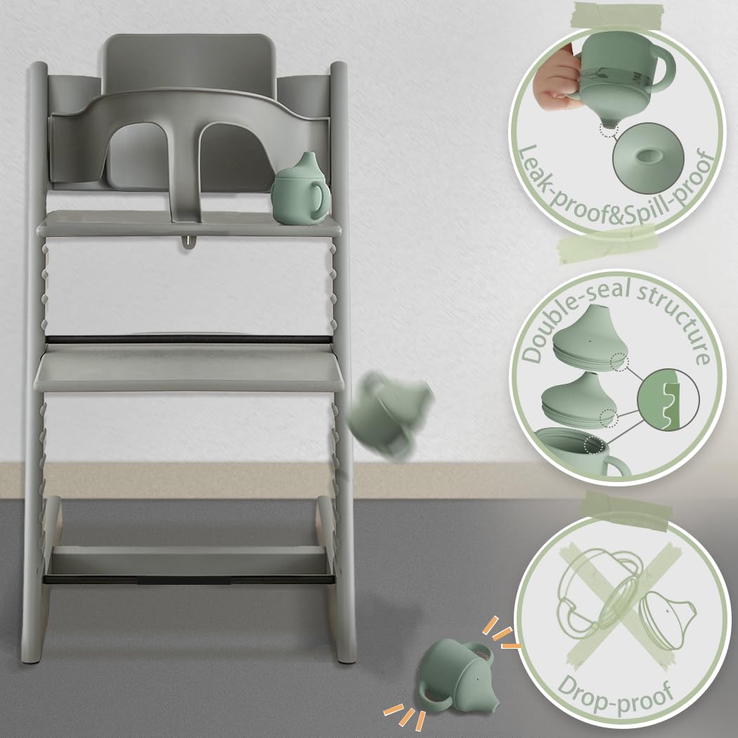 Moonkie Silicone Baby Sippy Cups | 3 Stages Training Cup Straw Cup for Infants Toddlers and Kid | 4 oz 2Pack