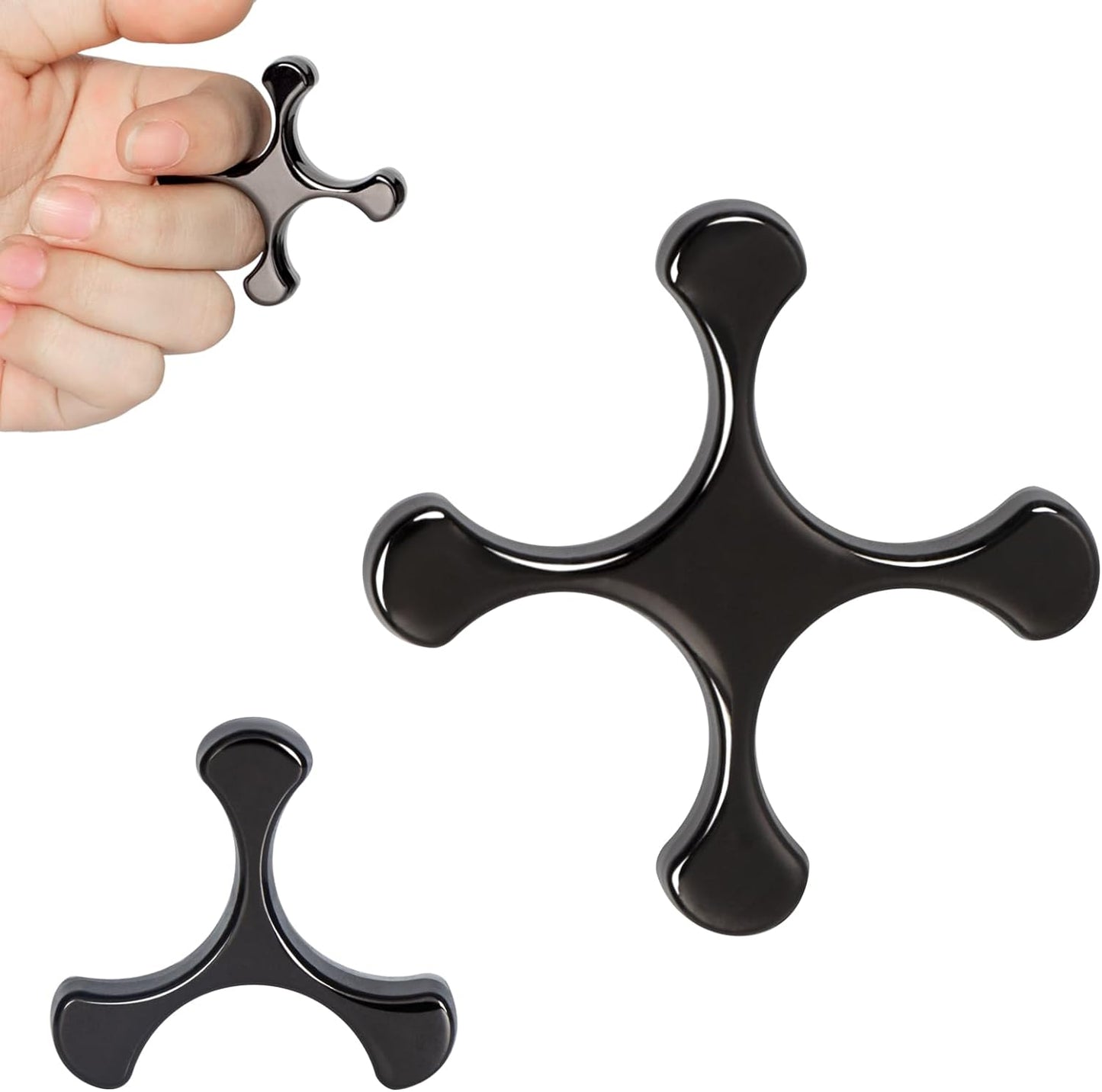 Metal Finger Fidget Flipper 2Pack - Quiet Fidget Toys Adults - Premium Fidget Roller Stim Toys for Adults - Stocking Stuffer & Top Gadget Gift Idea (Black Nickle)