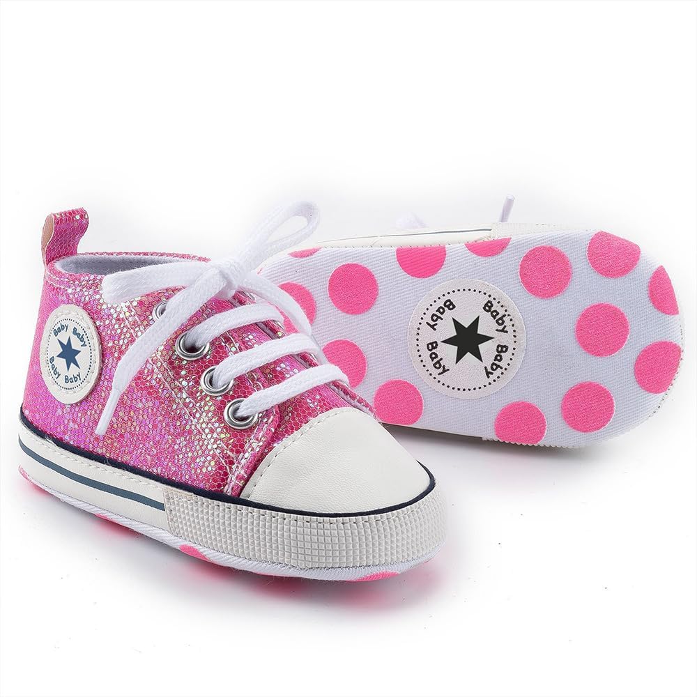 Unisex Baby Girls Boys Canvas High-top Shoes, Newborn Infant Anti-Slip Soft Sole Frist Walking Breathable Sneakers