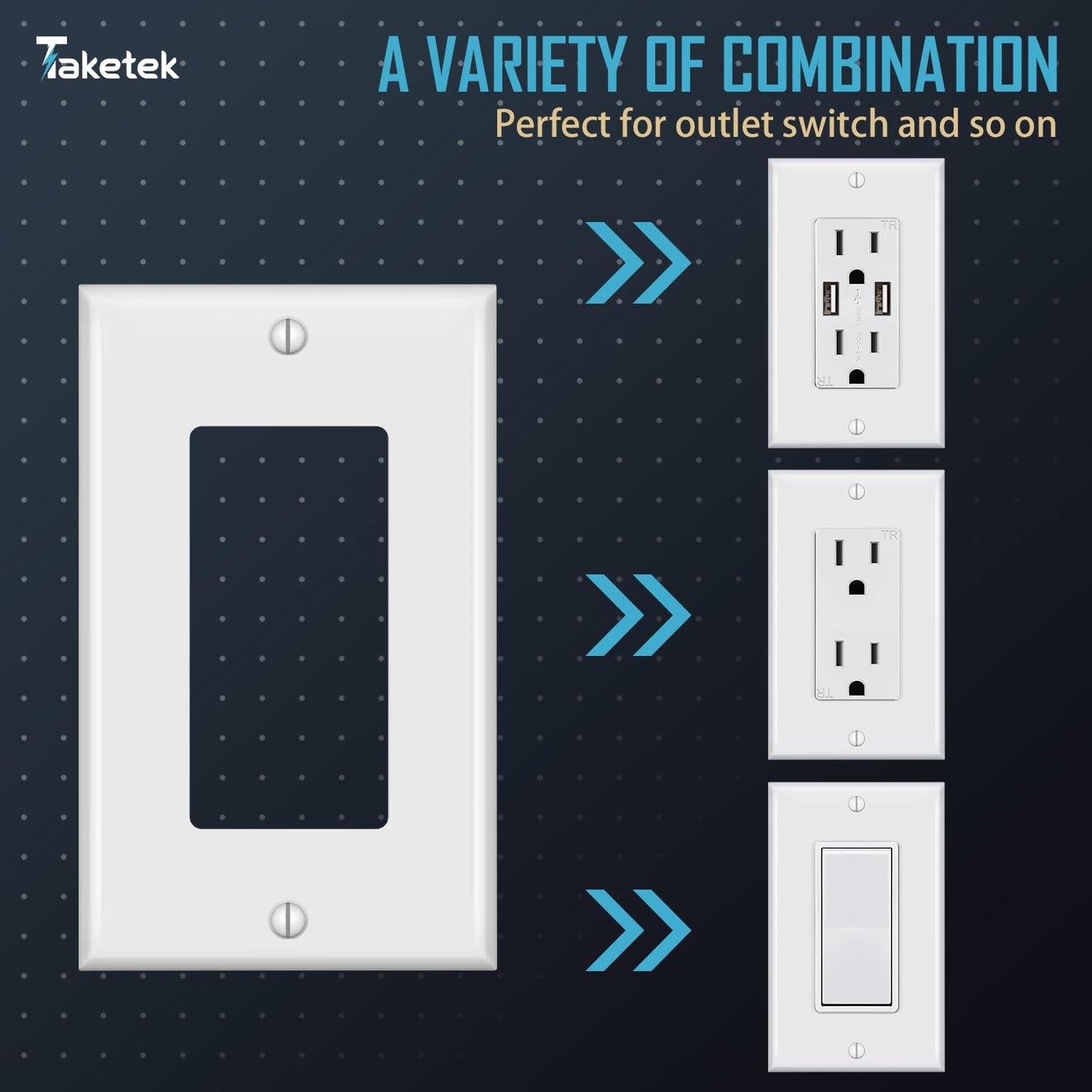 Decorator Wall Plates, Paddle Light Switch Covers, Wall Plates for Rocker Light Switches or Receptacle Outlets, Electrical Decora Faceplate Cover, Single Gang Wallplate, White, 20 Pack