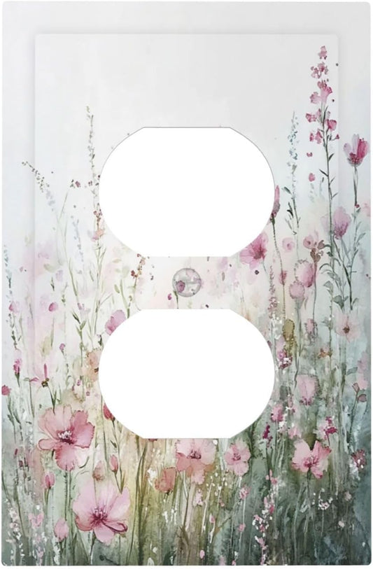 Outlet Covers Wildflower Botanical Watercolor Floral 1 Gang Duplex Light Switch Cover Decorative Switch Plates Electrical Receptacle Faceplate Wall Plate For Bed Room Living Room Decor