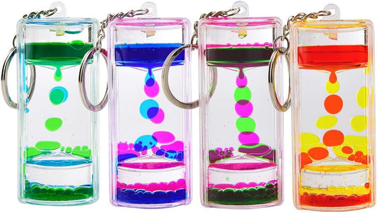 Liquid Motion Bubbler Keychains - Stress Relief Sensory Toy Gifts for Kids - Colorful Liquid Hourglass Keychain