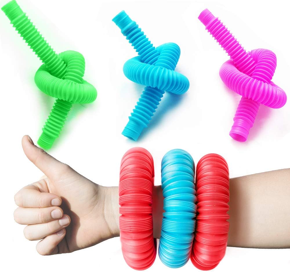 Pop Multi-Color Tubes Sensory Toys for Toddler Kids Learning Toys - 4 Pack