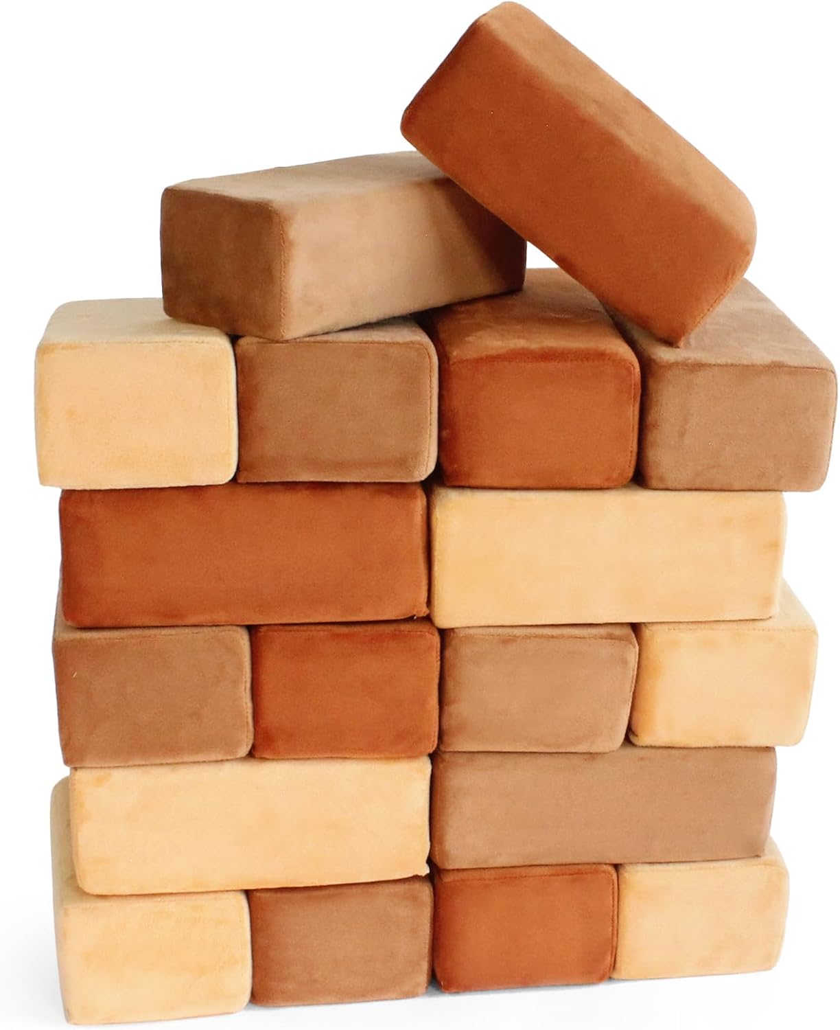The Original Premium Plush Building Block for Kids - Certified Safe Foam Blocks in Luxuriously Soft Fabric Covers - Set of 24 (Desert)