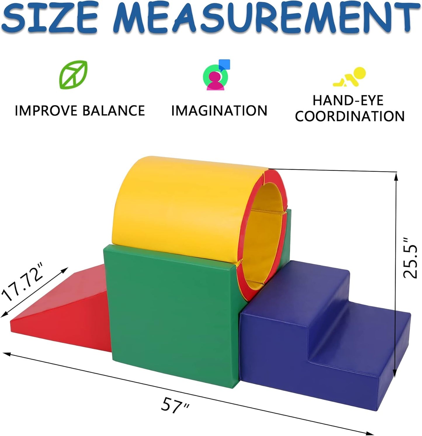 Tunnel/Ramps Foam Climber, Climb & Crawl Foam Activity Play Set for Toddlers and Kids, Safe Indoor Crawling Gym Equipment for,Infant,Baby Waterproof Easy to Clean