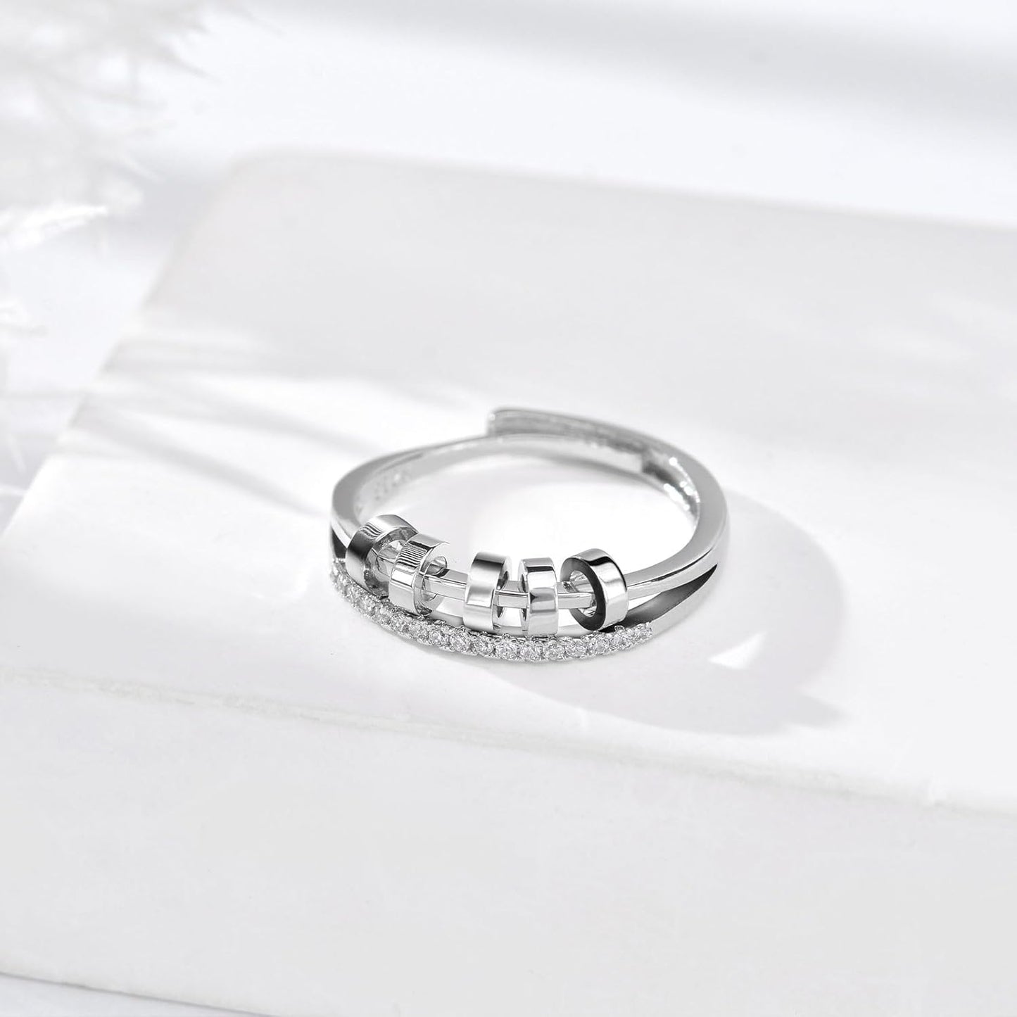 INFUSEU Funny Spinner Fidget Rings for Women Girls Anti Anxiety Stress Worry, Adjustable Size