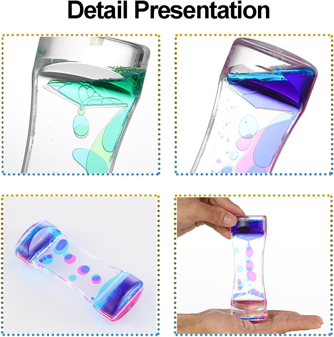 Liquid Motion Bubbler Sensory Toys, 12 Pack Liquid Timer Desktop Colorful Hourglass Liquid Bubbler, Small Calming Relaxing Toys Sensory Anxiety Autism ADHD Fidget Toys