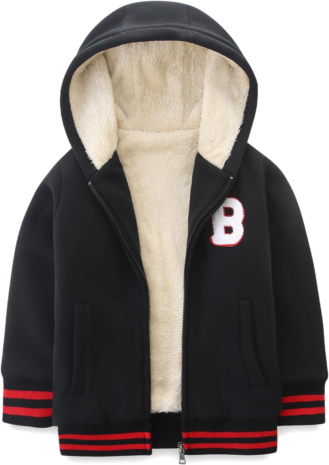 Bumeex Kids Boy's Girl's Sherpa Fleece Lined Jacket Spring Fall Winter Zip up Sweatshirt Hoodie 2-14Y(Toddler/Kid)