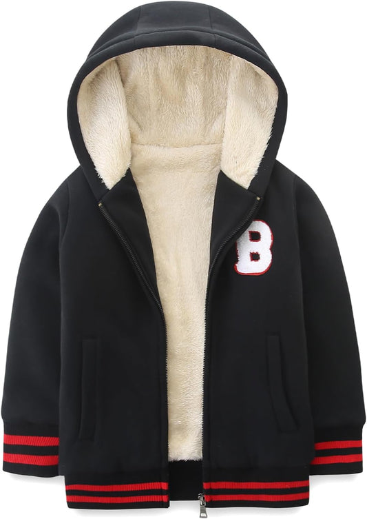 Bumeex Kids Boy's Girl's Sherpa Fleece Lined Jacket Spring Fall Winter Zip up Sweatshirt Hoodie 2-14Y(Toddler/Kid)