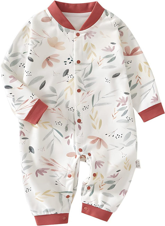 100% Organic Cotton Soft 3-24 Months Baby Romper Jumpsuits for Boys and Girls Unisex Long Sleeve