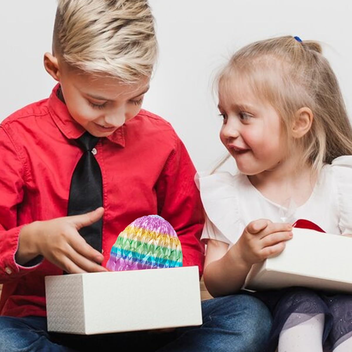 3D Prited Dragon,3D Printed Dragon in Egg, Home Office Decor Executive Desk Toys， Fidget Toys for Adults and Kids (Rainbow)