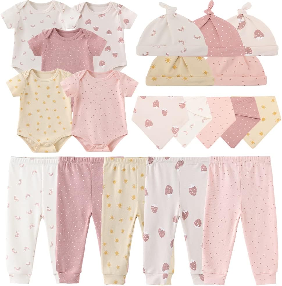 Kiddiezoom Newborn Baby Girl Boy Clothes Baby Outfits Pants Bodysuits Gifts Set Layette Set 0-3 Months