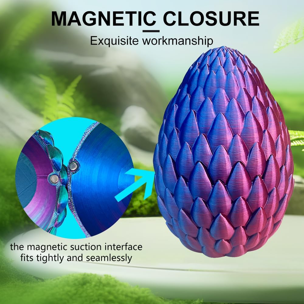 3D Printed Dragon with Dragon Egg 16.5'' Articulated Dragon Crystal Dragon Fidget Dragon Egg Toys Executive Desk Toys (Blue Green, Dragon Only)