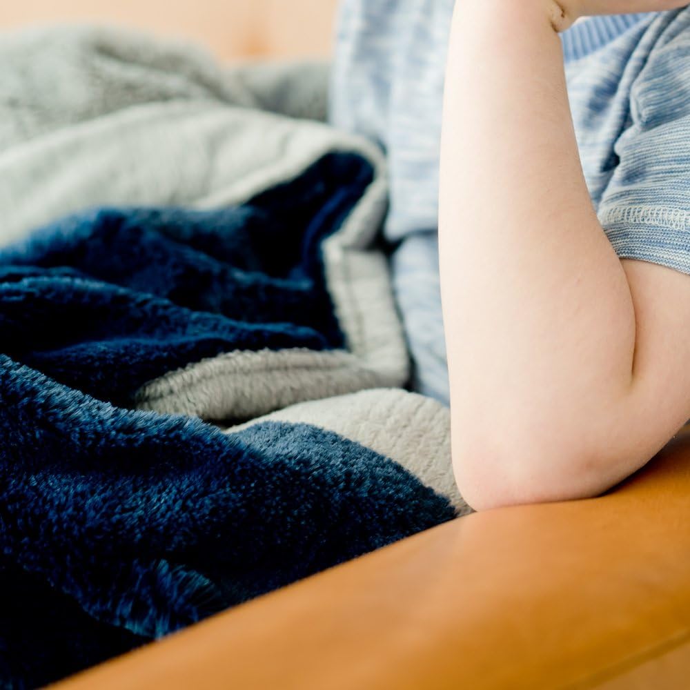 SARANONI Security Blankets for Babies | Super Soft Boutique Quality Lush Luxury Baby Blanket | Small, Navy Gray | Mini 15" x 20"