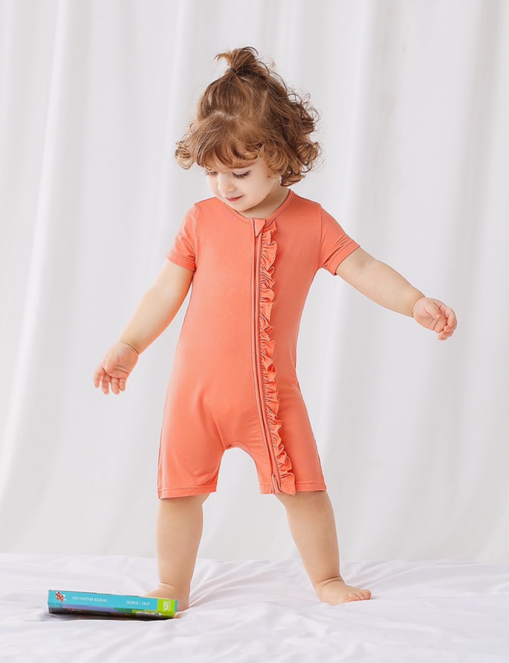 JunNeng Baby 2 Pack Rayon of Bamboo Romper Sleeper 2 Way Zipper Short Sleeve Jumpsuit Zipper Footless One-piece