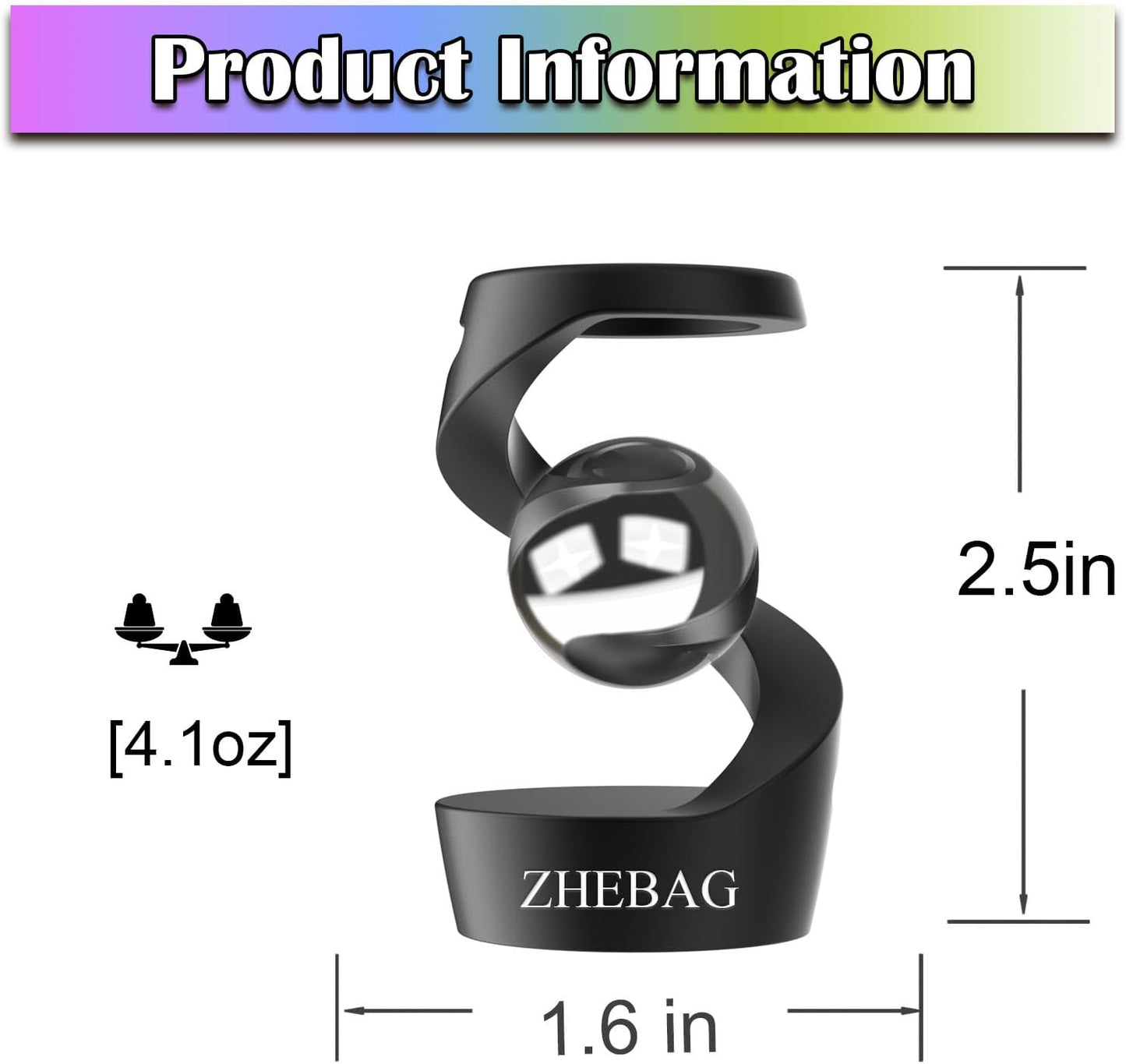 Kinetic Desk Toy, Metal Fidget Toys for Adults, Unique Optical Illusion Stress Reducing Desktop Spinning Toy, Adult Sensory Toys, Decorative Gifts for Offices and Cars(Black- Silver)