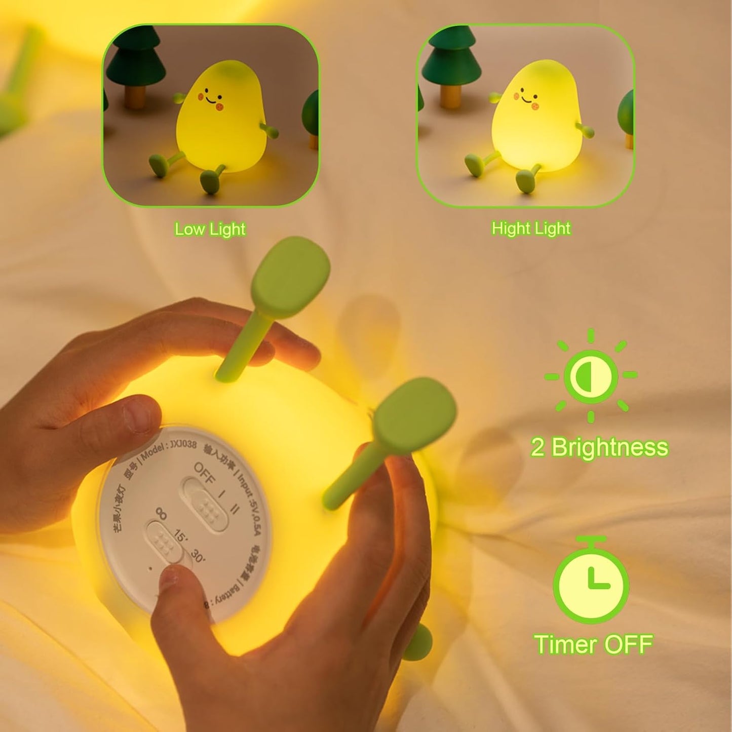 Cute Night Light for Kids, Mango Sleep Lamp Warm Light Bedroom Decor Kids Night Light, Silicone Nightlight Baby Nursery Night Lights, Birthday Christmas Gift