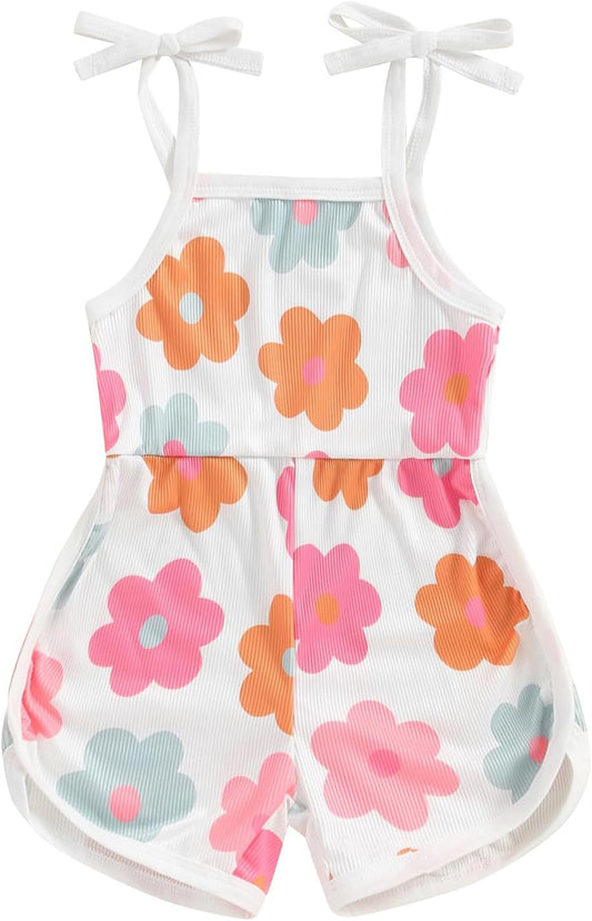 WZTYYDS Toddler Baby Girl Summer Clothes Floral Romper Tie-Up Strap Halter Jumpsuit Infant Summer Sling Playsuit 6M-3T