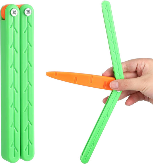 Toy Knife Carrot Knife Toy Butterfly Toy Knife Plastic Gift for Adults ADHD Fidget Toys Stress Sensory Toy for Autism Add Anxiety Relief, Large(6 Pcs, Normal)