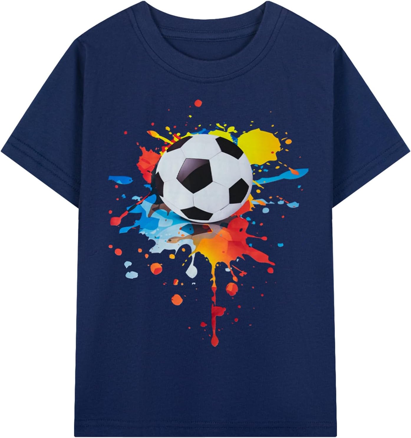 HILEELANG Kids Boy Basic Plain Cotton T-Shirts Short Sleeve Crew Neck Summer Tees 4packs 6-12 Years