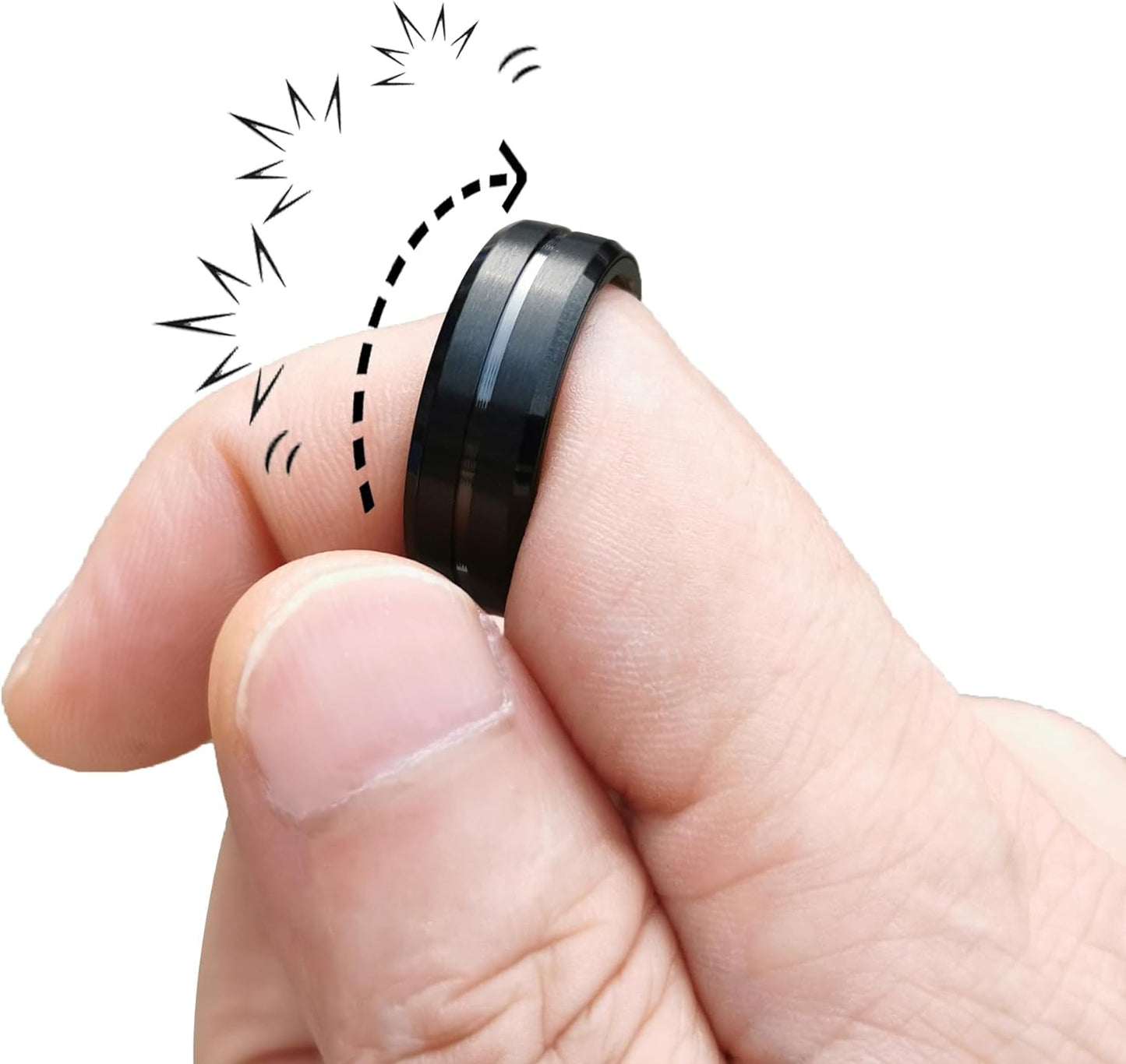 EDC Fidget Slider Fidget Toy Adult Stress Relief Metal Ratchet Ring Jewelry ADHD Recreational Fidget Toy Tactile Coin (Black, 7)