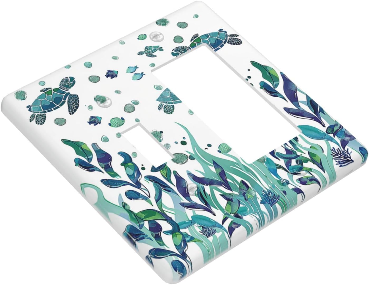 Outlet Covers Vibrant Turtle Seagrass Watercolor Painting 1 Toggle 1 Rocker Combination Decorative Wall Plate Electrical Switch Plates Light Switch Cover Plate for Bathroom living Room Decor