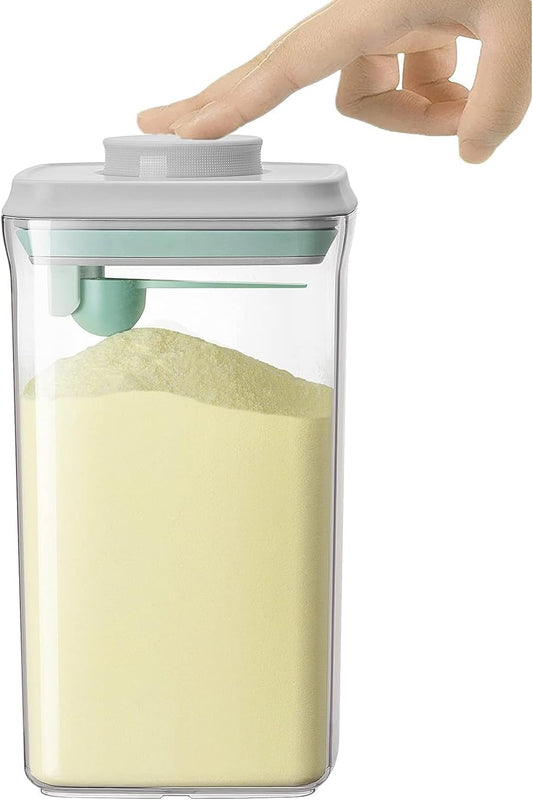 Airtight Food Storage Container Formula Dispenser with Spoon BPA-Free Milk Powder Container for Home Travel 2000ML / 2.0 Qt, No Scraper Design