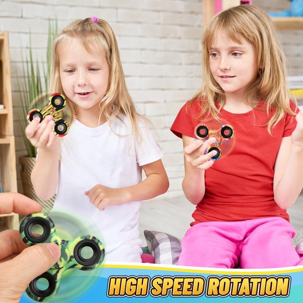 12 Pack Fidget Spinner Toy Bulk for Kids Adults, Metal Tri-Spinner Fidget Set, Hand Spinner for Stress Relief, Easter Birthday Goodie Bag Stocking Stuffers Classroom Prizes for Boy Age 3-12