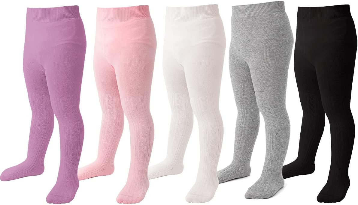 Marchare Baby Girls Tights Thick Solid Cable Knit Leggings Winter Warm Stockings For Toddler Girls 1/2/3/4/5 Pack