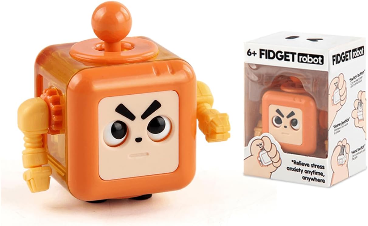 Fidget Robot Cube Fidget Toy, Magic Cube Stress and Anxiety Relief Toys, Fidgets Robot Cube Fidget Toy Cube Relaxing Hand-Held for Adults, Killing Time Cool Fidget Block for ADD/ADHD/OCD (Orange)