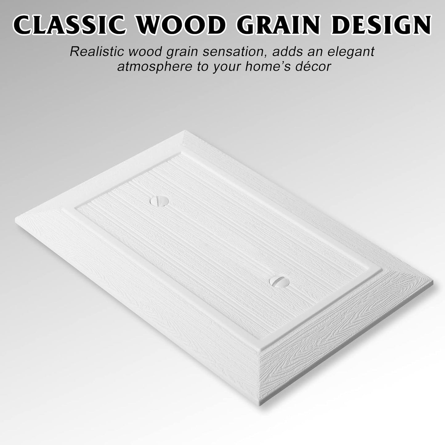 Modern Decorative Wall Plate Switch Plate Outlet Cover, Vintage Retro Wood Grain Design(Single Blank-10 Pack, White)