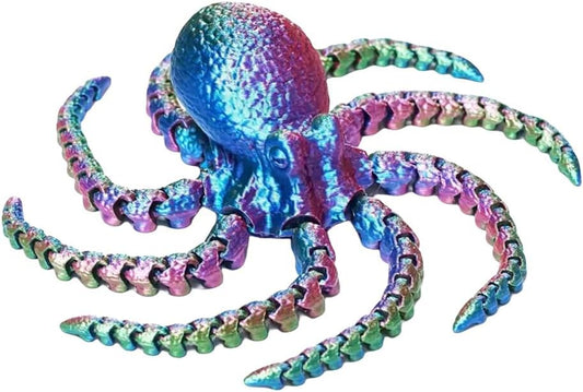 3D Printed Octopus Animals Toy Articulated Octopus Fidget Toy 3D Printed Gift Creative Ornament Articulated Octopus Toys Home Decor (coloful)