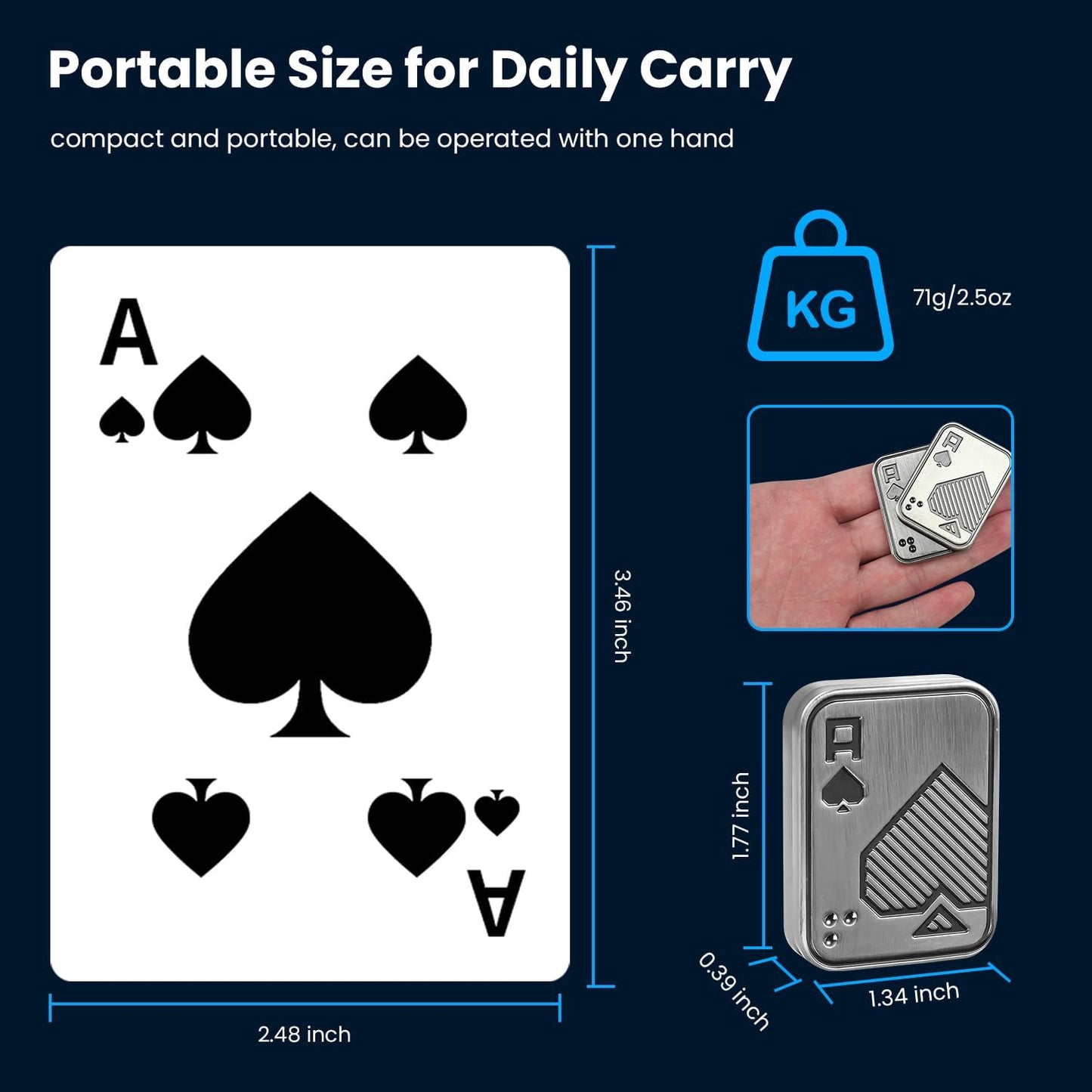 Metal Fidget Toys, Magnetic Fidget Slider Poker Push Card for Adults,Relieve Stress ADHD & Anxiety, Break Bad Habits, Cool EDC Gadget Office Desk Toy, Gift for Boyfriend, Husband and Father