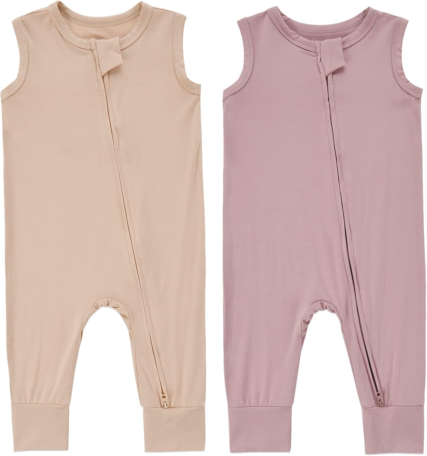 Baby Sleeveless Romper Zipper Toddler Summer Jumpsuit Rayon Outfits Infant Footless Pajamas 0-24m
