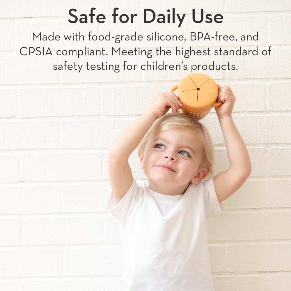 Bella Tunno Snack Cups for Toddlers, Silicone Spill Proof Food Container with Lid, Babies & Kids 6-12 Months, Snaccidents