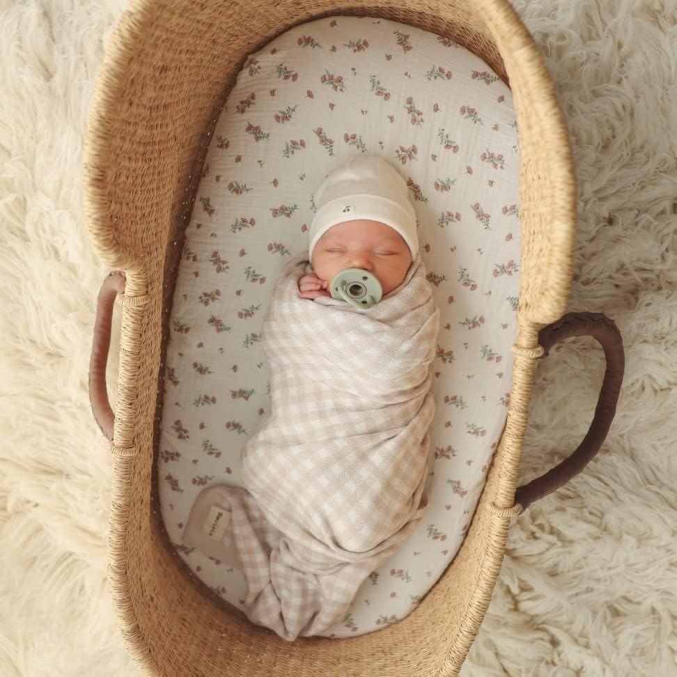 Checkered Baby Blanket for Baby Boys & Girls - 100% Soft Fine Cotton Quilt Receiving Swaddle Crib Stroller Nursery Bed Blanket Unisex Gender Neutral for Newborns Toddlers (Plaid - Mocha)