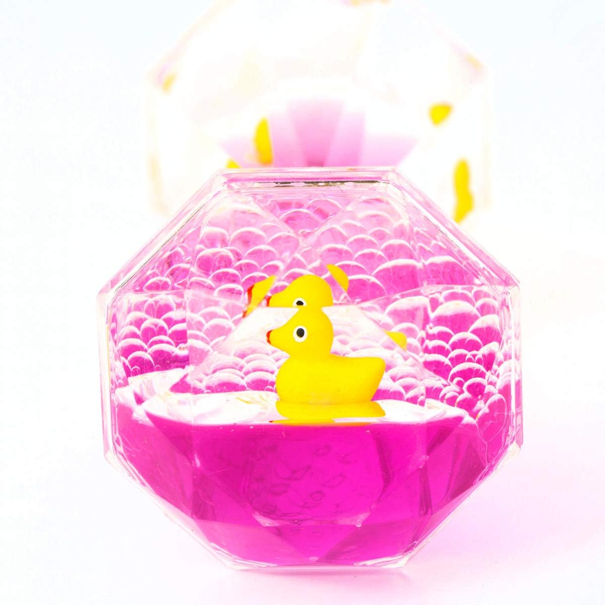 YUE Motion Liquid Motion Bubbler Floating Sea Creatures, Diamond Shaped Liquid Timer for Fidget Toy,Autism Toys, Children Activity, Calming Relaxing and Home Ornament (Purple Liquid with Duck Toys)