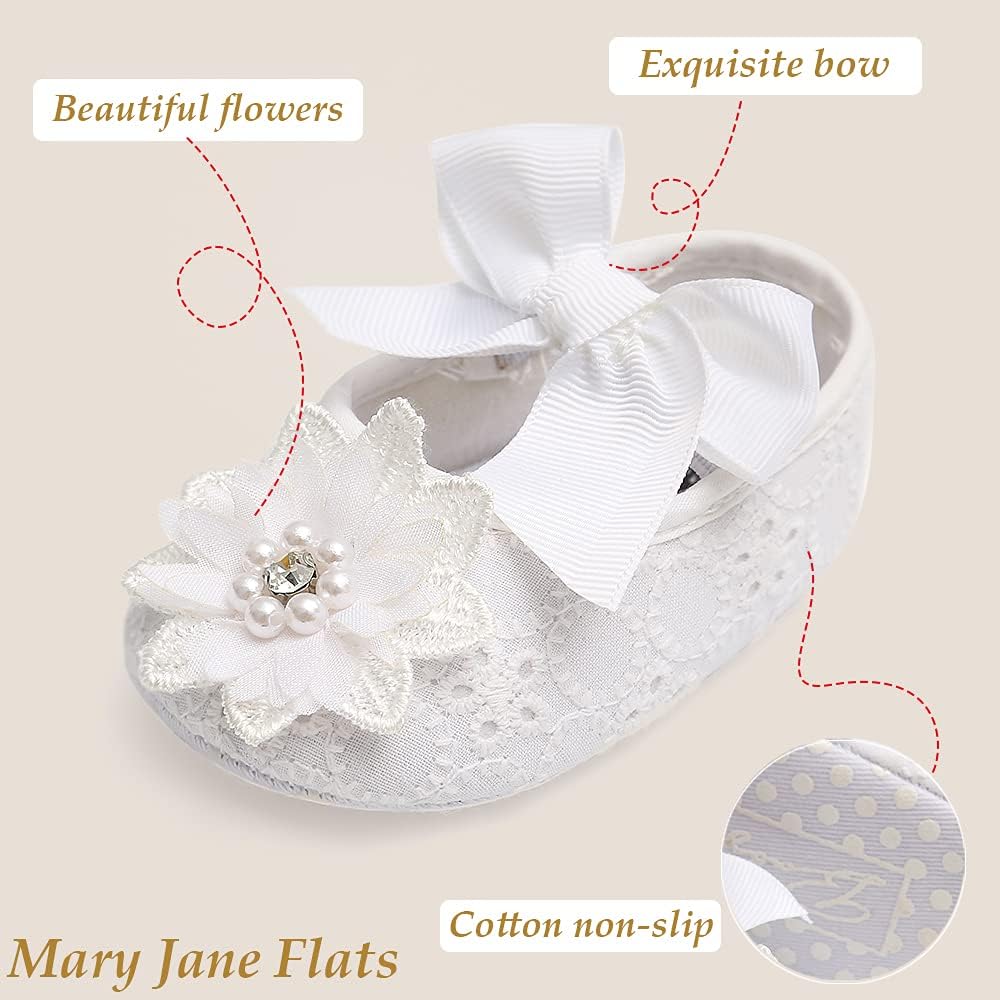 Baby Shoes Mary Jane Flats Non Slip Soft Sole Infant Toddler Sneakers First Walkers Party Christmas Dress Shoes