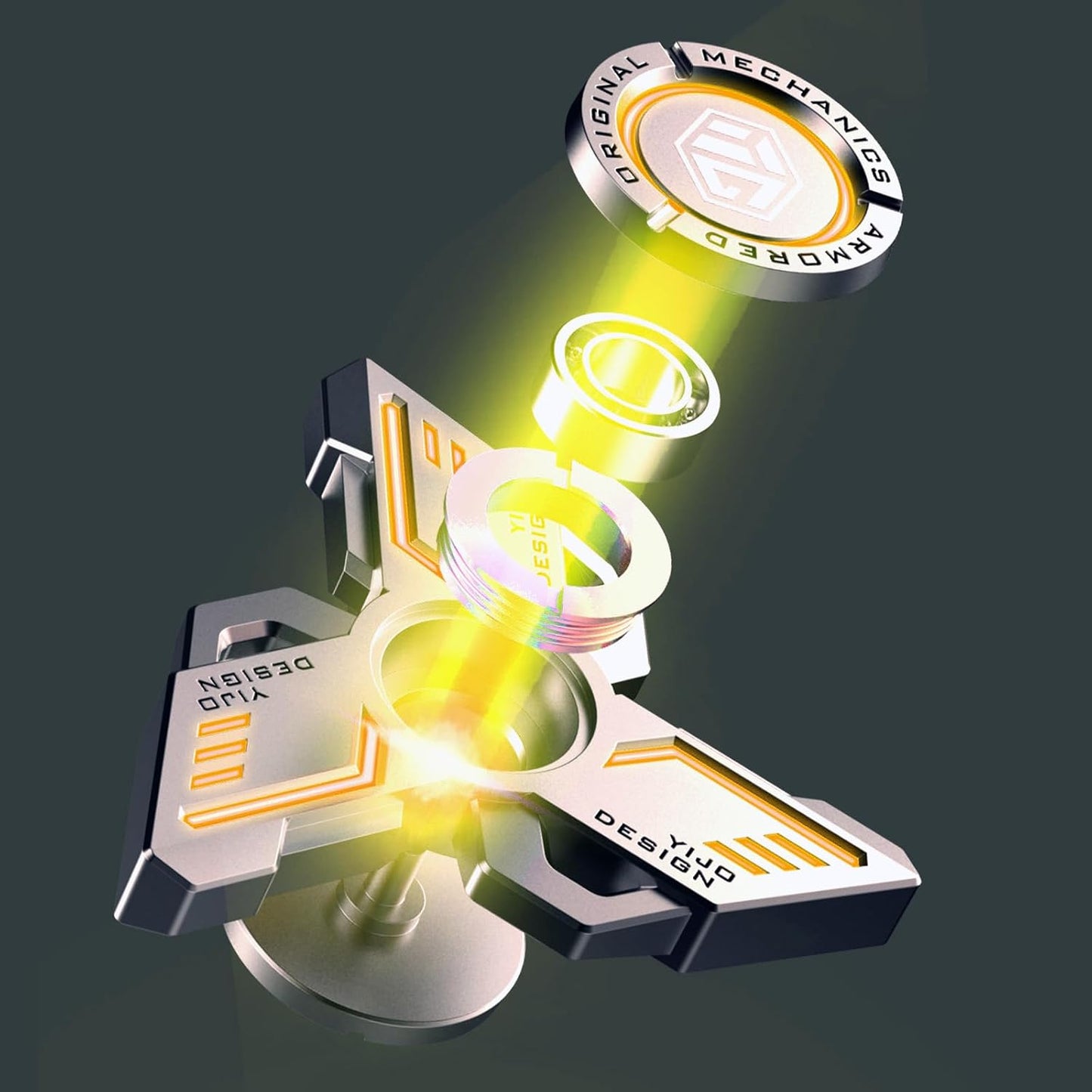 INNÔPLUS Fidget Spinner, Fidget Spinners Cool, Fidget Spinners for Kids, Stress Anxiety ADHD Relief Figets Toy, Fidget Light Up Spinner, Metal Finger Hand Spinner Toy with Luminous Light (Orange)