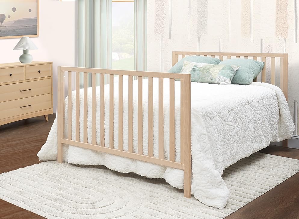 Sorelle Essex Euro 4-in-1 Convertible Crib & Changer – Nursery Furniture Set, Wooden Baby Crib with Non-Toxic Finish, Integrated, Toddler Bed, Daybed, and Full-Size Bed Conversion Kit – Natural