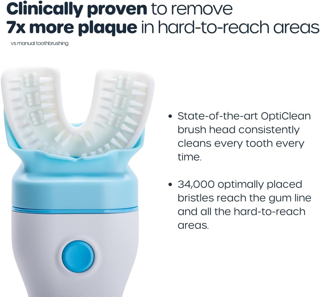 Willo Fully Automatic Kids U-Shaped Electric Toothbrush - 2 Brushing Timers, Deep-Cleans, Consistent Results, Eliminates Brushing Mistakes - Berry Splash (Small - Kids Ages 5-7 Years)