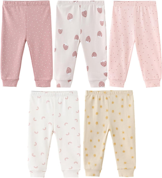 Unisex Baby Boy Girl Pants Sets Cotton Soft Infants Bottoms Casual 5 Pack 0-12 Month Babies' Leggings